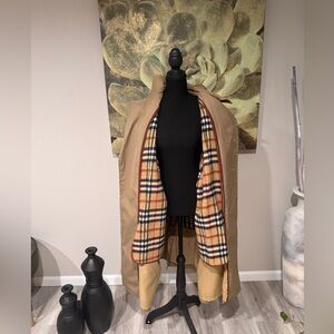 Men's Tan Plaid-Lined Trench Coat